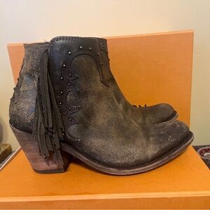 LIBERTY Black Distressed Brown Ankle Boots